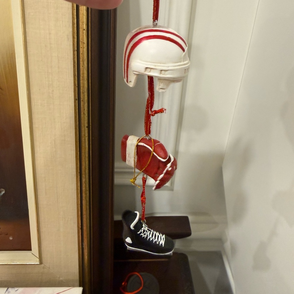 Hanging Sports Ornament Set - Red, White & Black